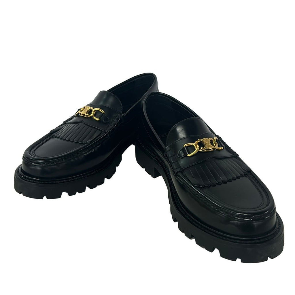 Celine Loafers 40 Black Triomphe Chain Margaret Leather — view 2