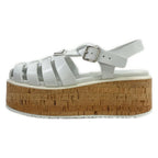 Prada Sandals 39 White Beige Wedge Sole Braided