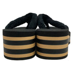 Chanel Sandals 39 C Black Beige Wedge Sole Border Thong — view 3