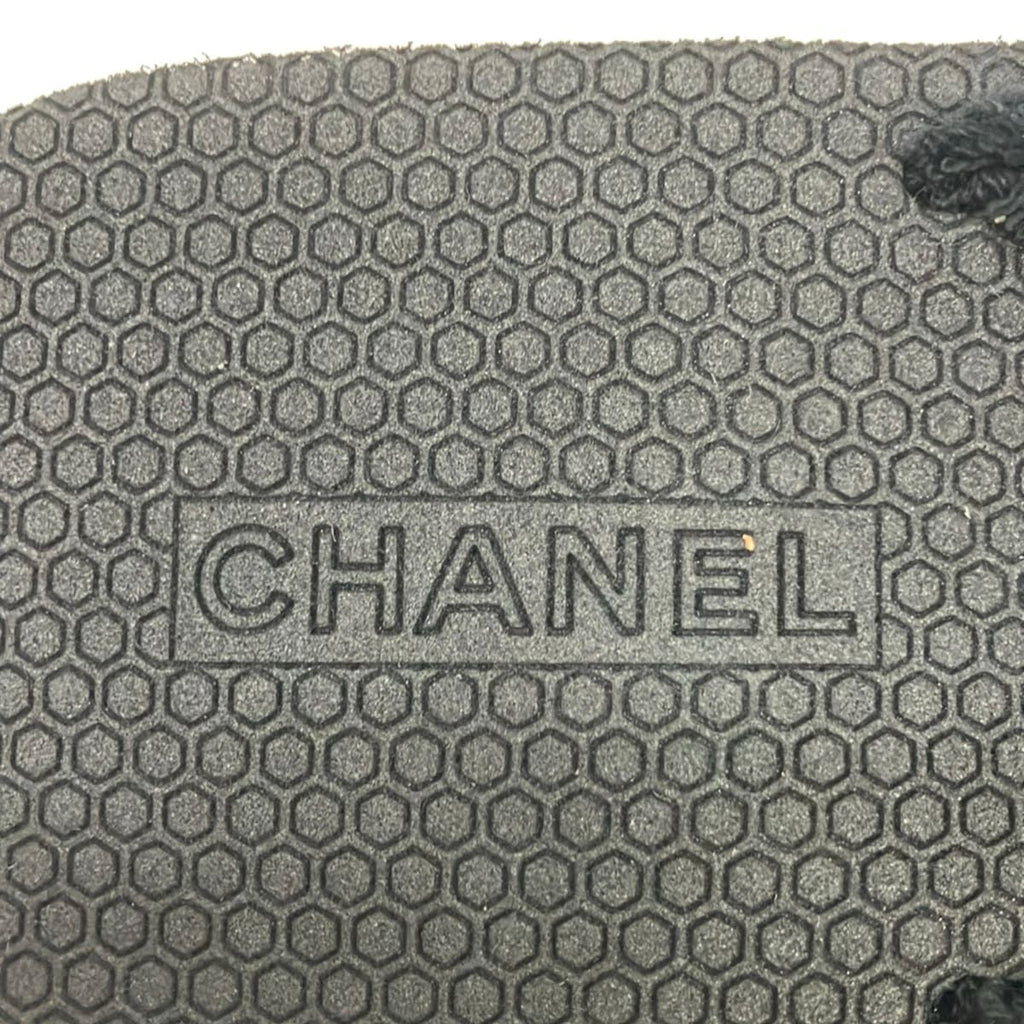 Chanel Sandals 39 C Black Beige Wedge Sole Border Thong — view 5