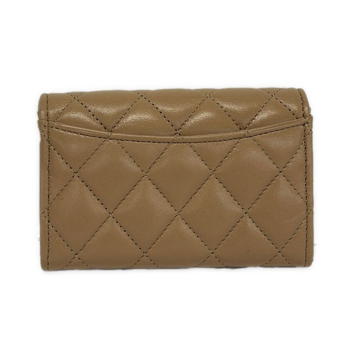 Chanel Business Card Holder Quilted Pink Beige CC Logo Gold Lambskin — view 2