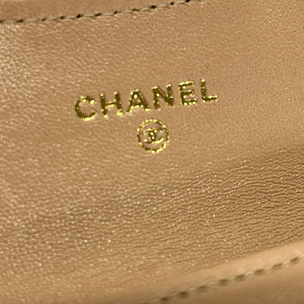 Chanel Business Card Holder Quilted Pink Beige CC Logo Gold Lambskin — view 5