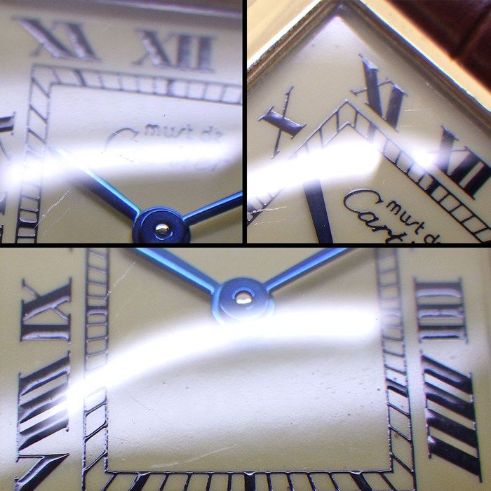 Cartier Watch Must Tank Vermeil SM Rectangular Ivory Dial Brown Calf Leather — view 6