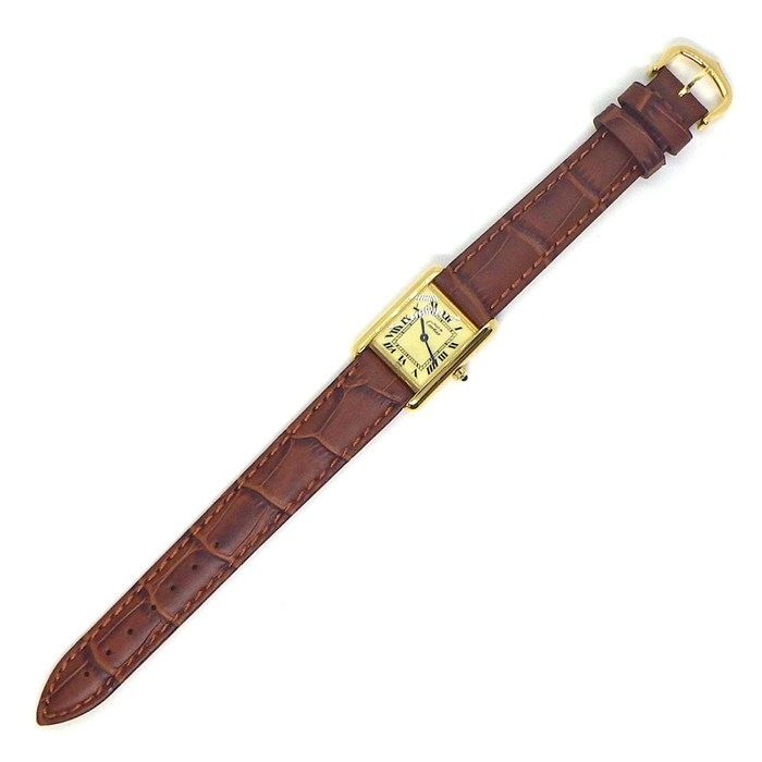 Cartier Watch Must Tank Vermeil SM Rectangular Ivory Dial Brown Calf Leather — view 3