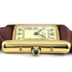Cartier Watch Must Tank Vermeil SM Rectangular Ivory Dial Brown Calf Leather — view 2