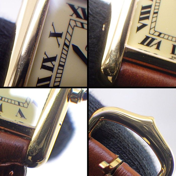 Cartier Watch Must Tank Vermeil SM Rectangular Ivory Dial Brown Calf Leather — view 8