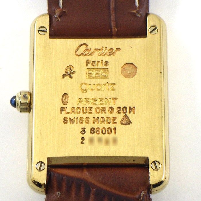 Cartier Watch Must Tank Vermeil SM Rectangular Ivory Dial Brown Calf Leather — view 4