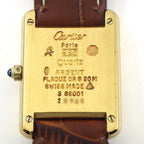 Cartier Watch Must Tank Vermeil SM Rectangular Ivory Dial Brown Calf Leather — view 4
