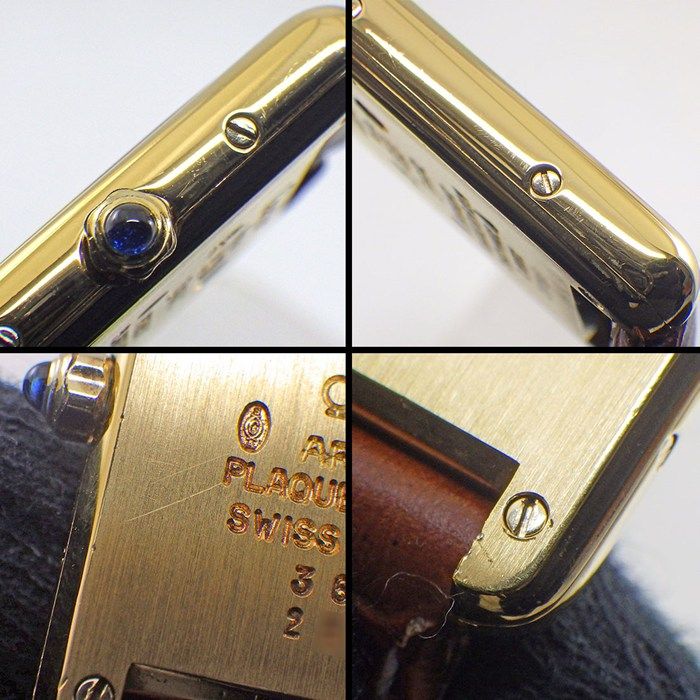 Cartier Watch Must Tank Vermeil SM Rectangular Ivory Dial Brown Calf Leather — view 7