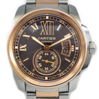 Cartier Watch Caliber Brown Dial Roman Index Date Luminous Hand Small Seconds