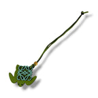 Loewe Bag Charm Anagram Logo Turtle Motif Green Leather Strap Key Holder — view 3