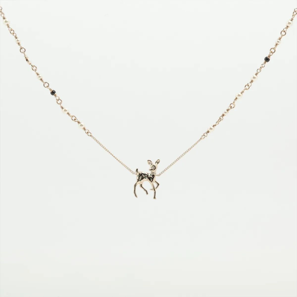 Chanel Bambi Necklace Gold Rhinestone Faux Pearl — view 4
