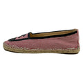 Chanel Slip Ons 36 Red White Black CC Logo Espadrilles Linen Leather Slipper