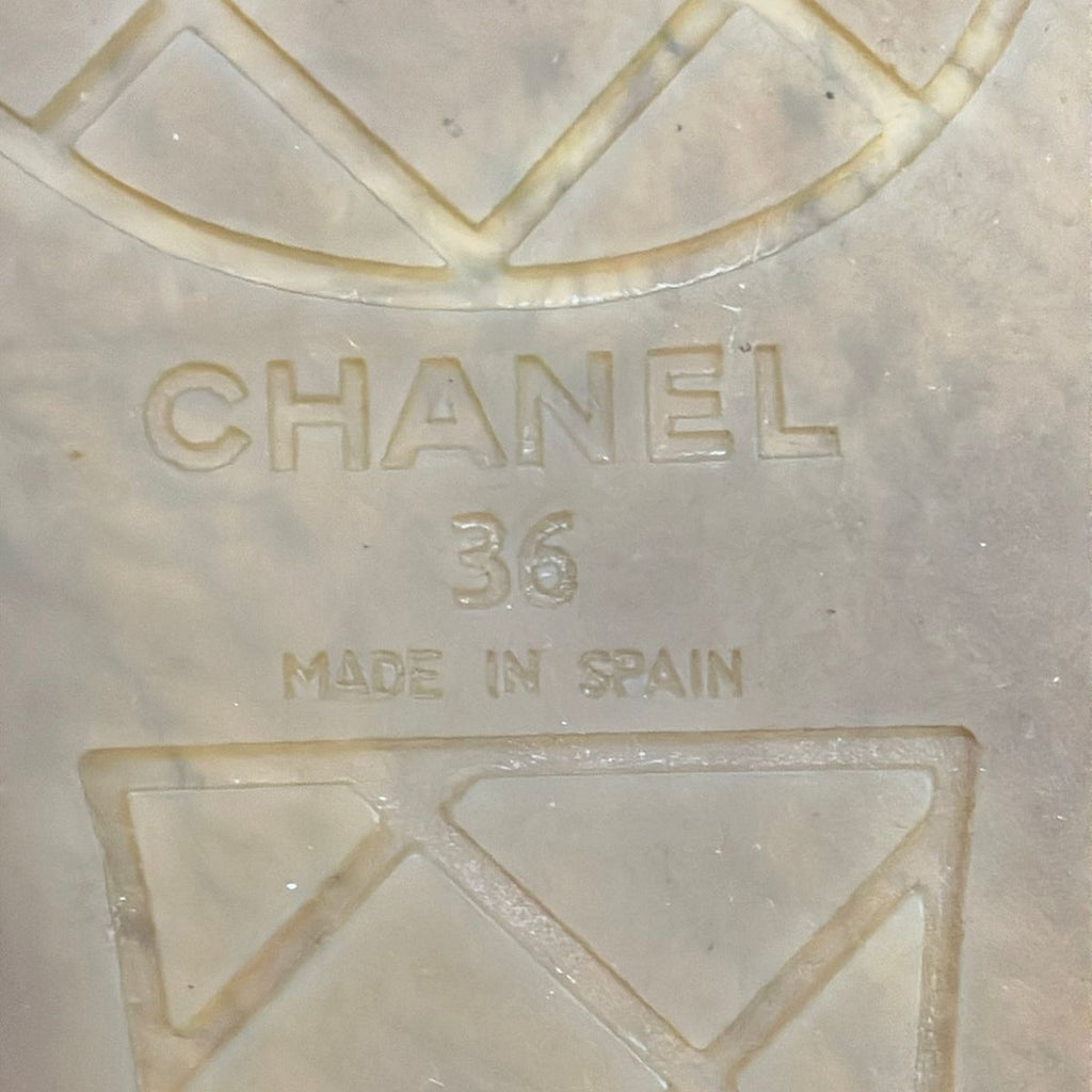 Chanel Slip Ons 36 Red White Black CC Logo Espadrilles Linen Leather Slipper — view 6
