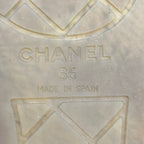 Chanel Slip Ons 36 Red White Black CC Logo Espadrilles Linen Leather Slipper — view 6