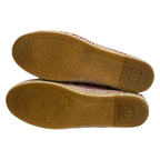 Chanel Slip Ons 36 Red White Black CC Logo Espadrilles Linen Leather Slipper — view 4