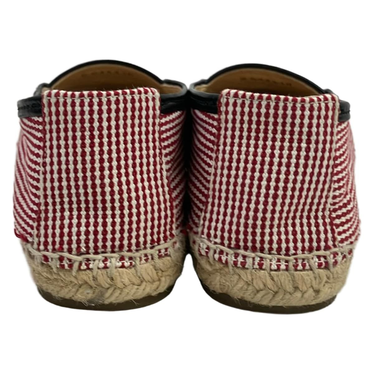 Chanel Slip Ons 36 Red White Black CC Logo Espadrilles Linen Leather Slipper — view 3