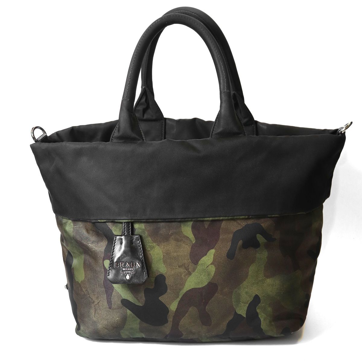 Prada Camo Tote Reversible 2-Way Shoulder Bag Nylon Khaki Green — view 2