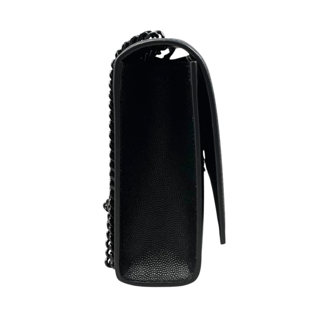 Saint Laurent Shoulder Bag Kate Gray de Poudre Embossed Leather YSL Logo Black — view 4