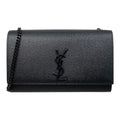 Saint Laurent Shoulder Bag Kate Gray de Poudre Embossed Leather YSL Logo Black