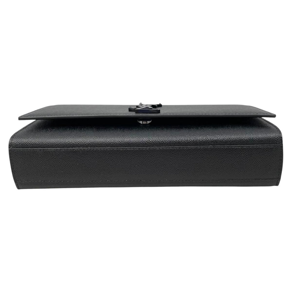 Saint Laurent Shoulder Bag Kate Gray de Poudre Embossed Leather YSL Logo Black — view 5