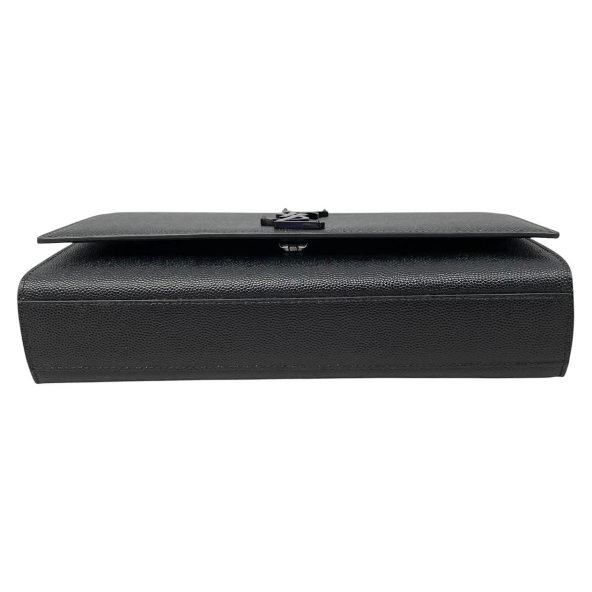 Saint Laurent Shoulder Bag Kate Gray de Poudre Embossed Leather YSL Logo Black — view 5