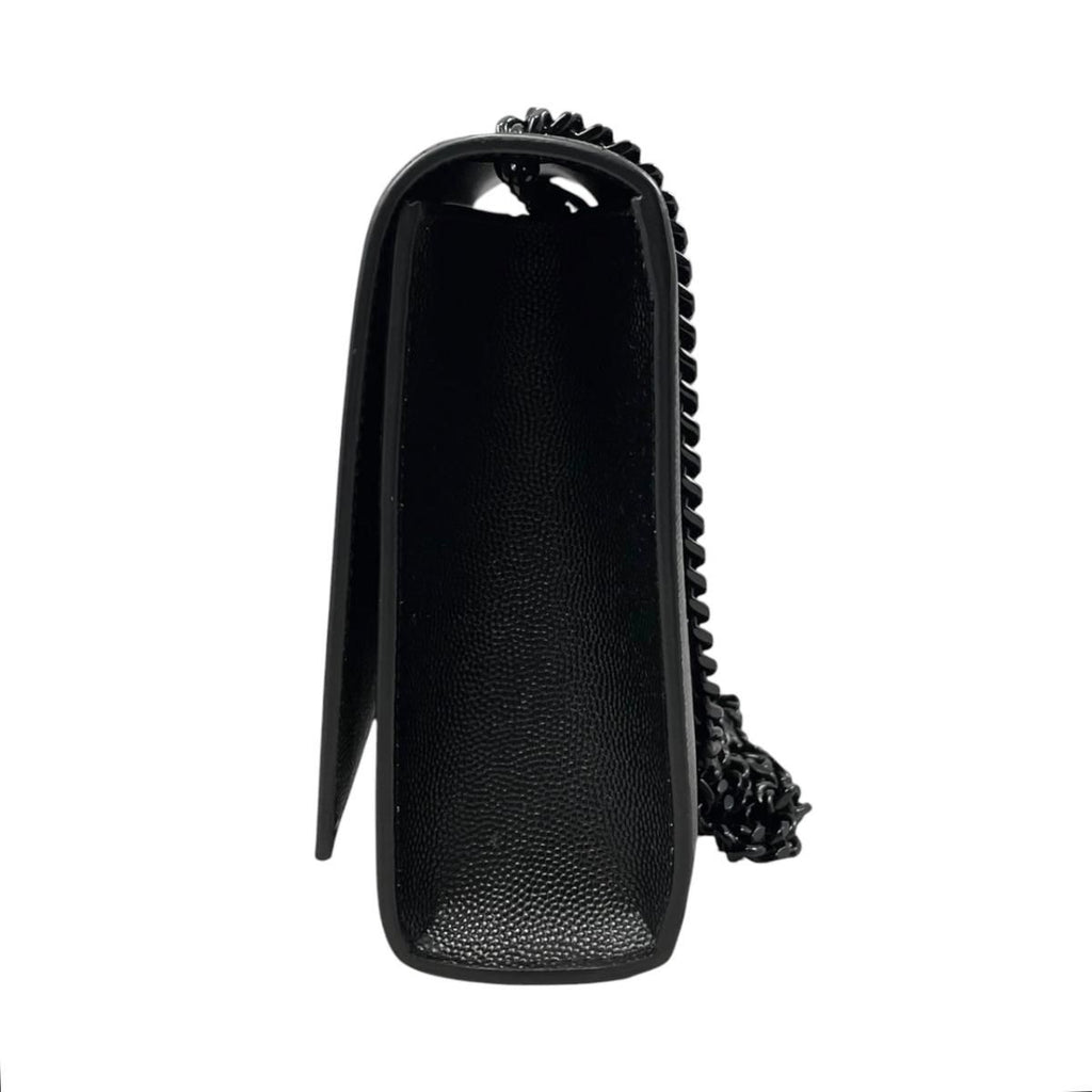 Saint Laurent Shoulder Bag Kate Gray de Poudre Embossed Leather YSL Logo Black — view 3