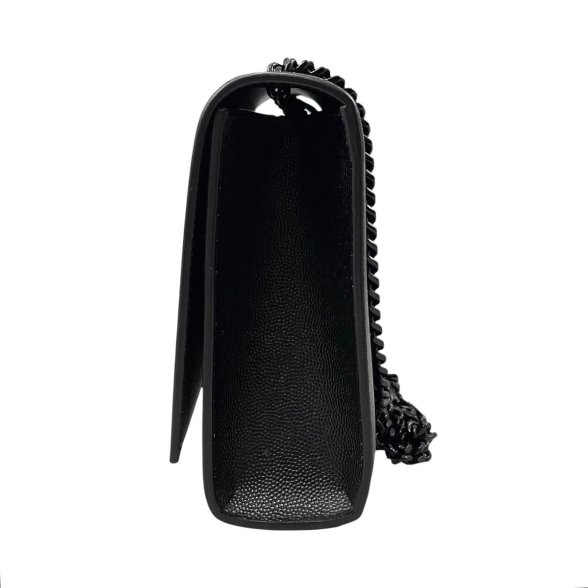 Saint Laurent Shoulder Bag Kate Gray de Poudre Embossed Leather YSL Logo Black — view 3