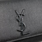 Saint Laurent Shoulder Bag Kate Gray de Poudre Embossed Leather YSL Logo Black — view 8