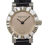 Tiffany & Co Atlas Stainless Steel Leather Quartz Analog Display Silver Dial