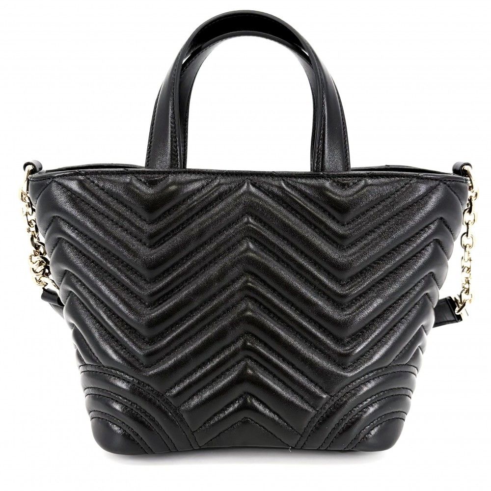 Gucci 2-Way GG Marmont Quilted Shoulder Bag Crossbody Leather Black Gold — view 2