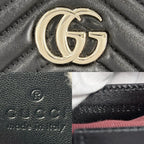 Gucci 2-Way GG Marmont Quilted Shoulder Bag Crossbody Leather Black Gold — view 5
