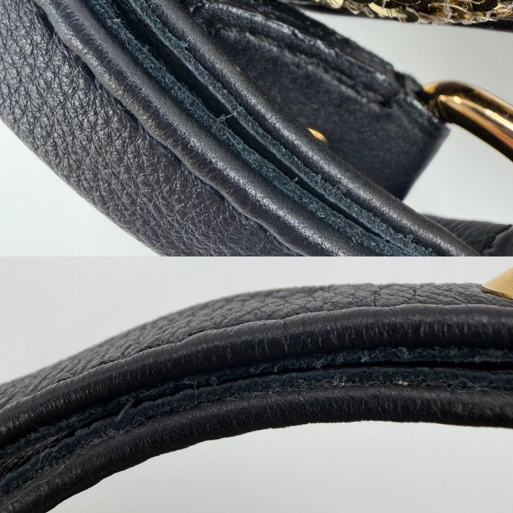 Louis Vuitton Handbag Monogram Eclipse Sequin Mini Pochette Brown Black Gold — view 7