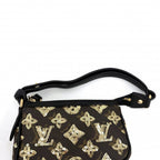 Louis Vuitton Handbag Monogram Eclipse Sequin Mini Pochette Brown Black Gold — view 6