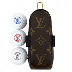 Louis Vuitton Monogram Macassar Set Togo Golf Equipment Ball Set Black Brown