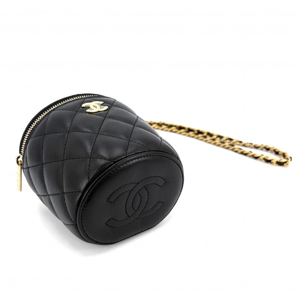 Chanel Shoulder Bag Quilted Mini Vanity Pouch Chain Crossbody CC Logo Lambskin — view 3