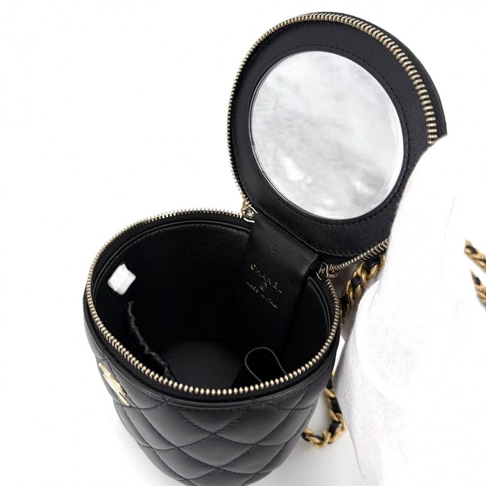 Chanel Shoulder Bag Quilted Mini Vanity Pouch Chain Crossbody CC Logo Lambskin — view 5