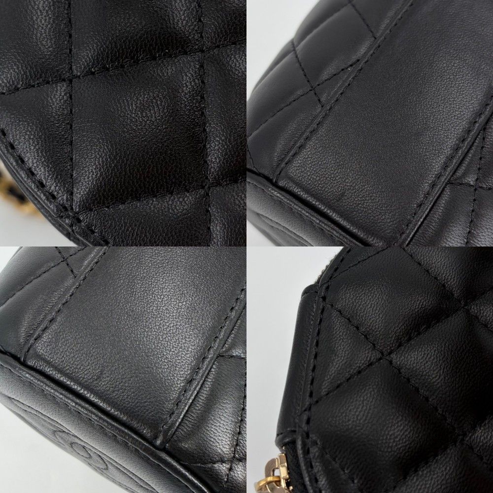 Chanel Shoulder Bag Quilted Mini Vanity Pouch Chain Crossbody CC Logo Lambskin — view 7