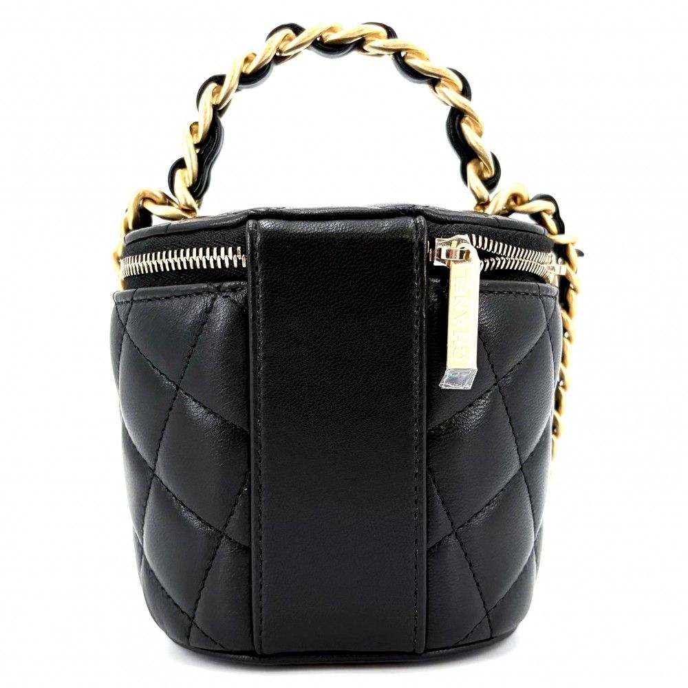 Chanel Shoulder Bag Quilted Mini Vanity Pouch Chain Crossbody CC Logo Lambskin — view 2