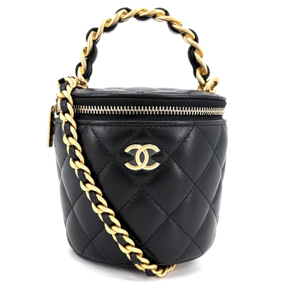 Chanel Shoulder Bag Quilted Mini Vanity Pouch Chain Crossbody CC Logo Lambskin