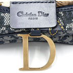 Dior Oblique Saddle Bag Canvas Leather Navy Gold — view 5