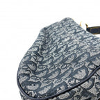 Dior Oblique Saddle Bag Canvas Leather Navy Gold — view 6