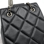 Chanel Shoulder Bag Mini Pochette CC Logo Crossbody Quilted Leather Black Gold — view 6