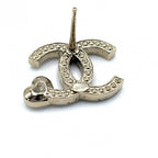Chanel Earrings CC Logo Rhinestone Gold — view 7