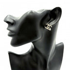 Chanel Earrings CC Logo Rhinestone Gold — view 2
