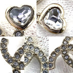 Chanel Earrings CC Logo Rhinestone Gold — view 6
