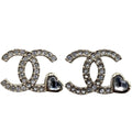 Chanel Earrings CC Logo Rhinestone Gold
