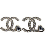 Chanel Earrings CC Logo Rhinestone Gold