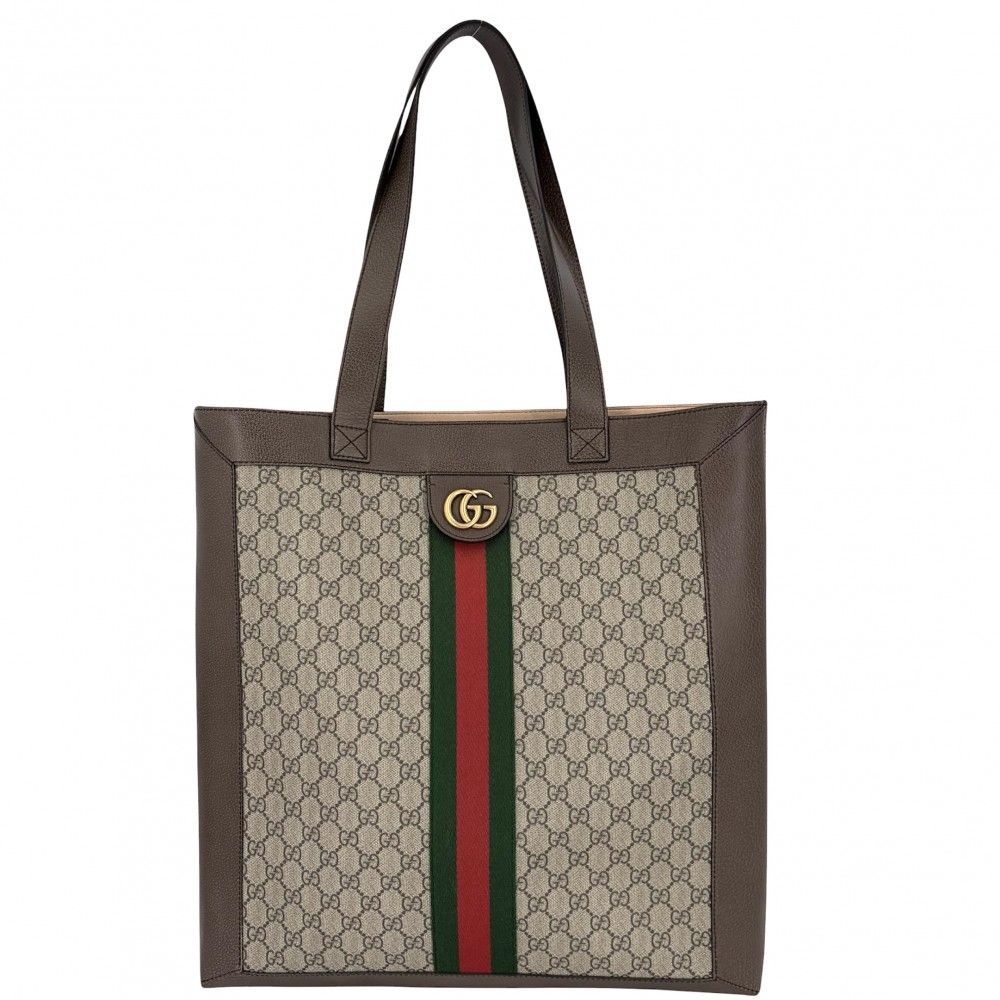 Gucci Tote Ophidia Handbag Sherry Line Shoulder GG Supreme Canvas Leather Beige