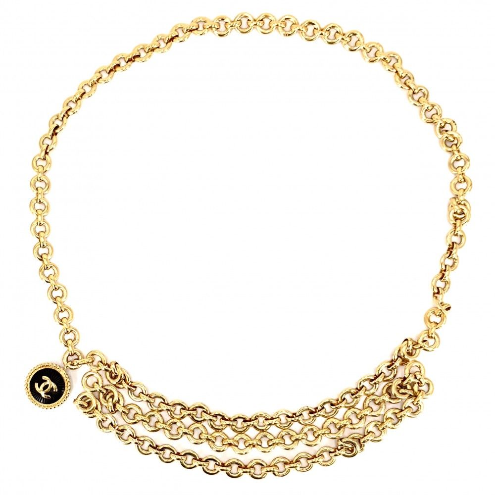 Chanel Belt CC Logo Chain Vintage Gold Plated